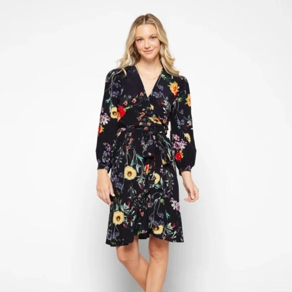NWT Amour Vert Elma Floral Silk Navy Dress Size Small, Medium